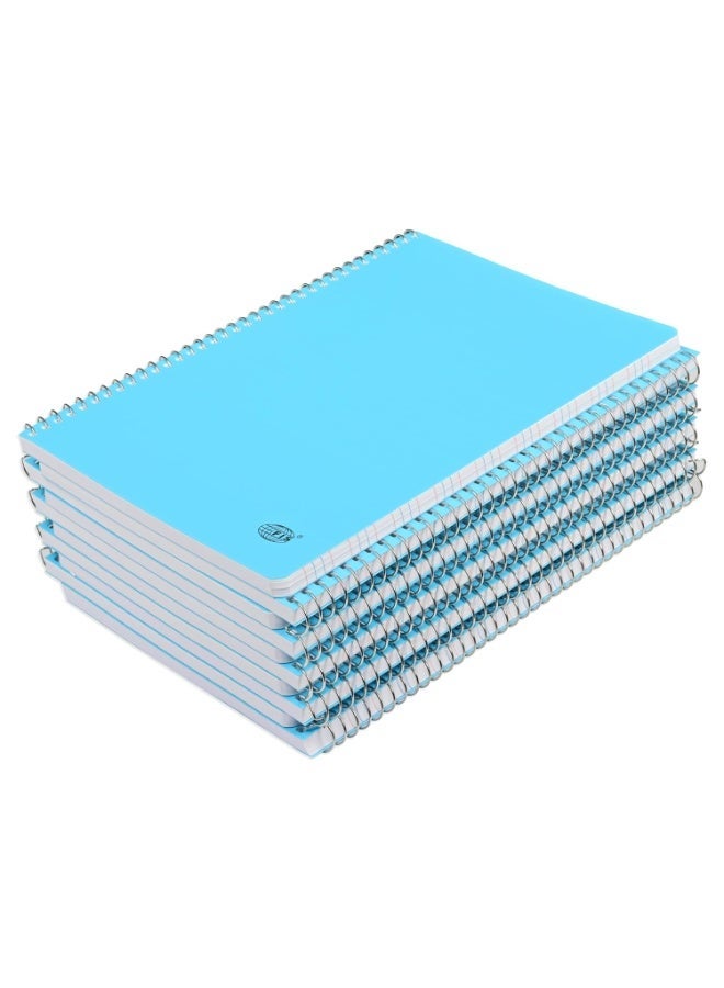 FIS® Notebook Spiral Binding, PP Materials, Size A5(148x210mm), 4 Single Line Ruling, 80 Sheets, 160 Pages, 2 Round Edges, Packet of 10 Pieces, Neon Blue Color-FSNBA5PP4LBL - Image 1